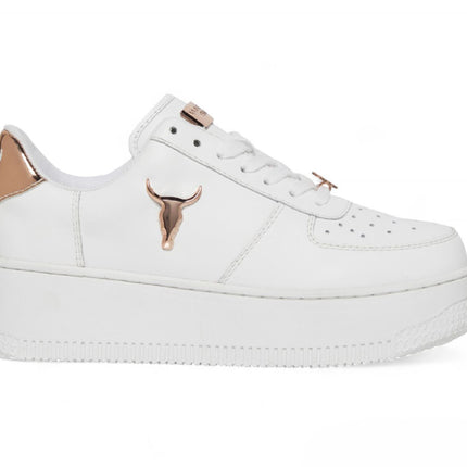 Windsorsmith Womens White Chunky Leather Platform Trainers Sneakers - Rich