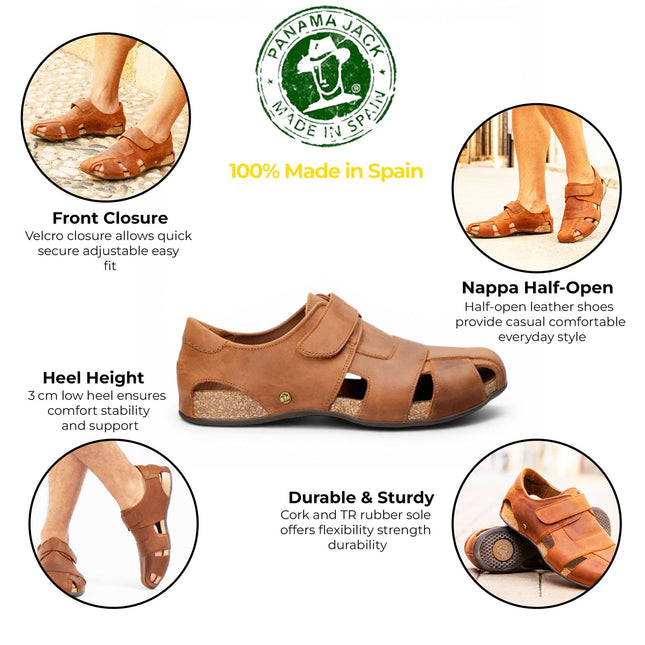 Panama Jack Fletcher Basics C5 Men's Bark Brown Leather Sandals