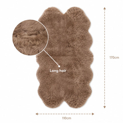 Genuine Sheepskin Mushroom Quad Natural Fluffy Silky Soft Real Wool Rug