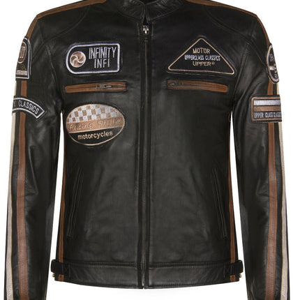 Mens Racing Leather Biker Jacket-Portland