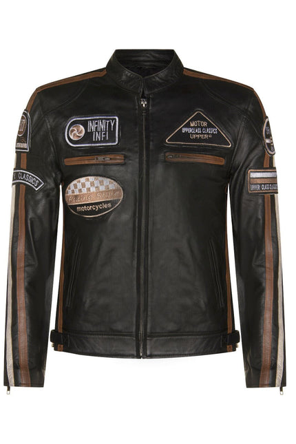 Mens Racing Leather Biker Jacket-Portland