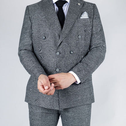 Men's Classic Grey Double Breasted 2-Piece Suit