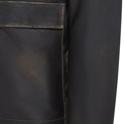 Men's Black Vintage Lamb Leather Safari Parka Jacket Coat