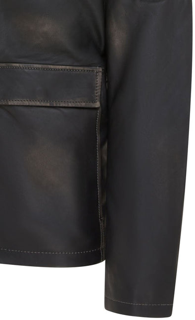 Men's Black Vintage Lamb Leather Safari Parka Jacket Coat