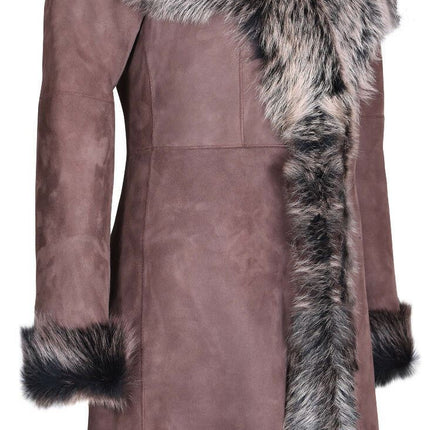 Womens Toscana Sheepskin Suede Trench Coat-Tbilisi