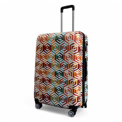 Strong Expandable Hard Shell Dual 4 Wheel Suitcase Set Print Luggage Cabin Travel Bag