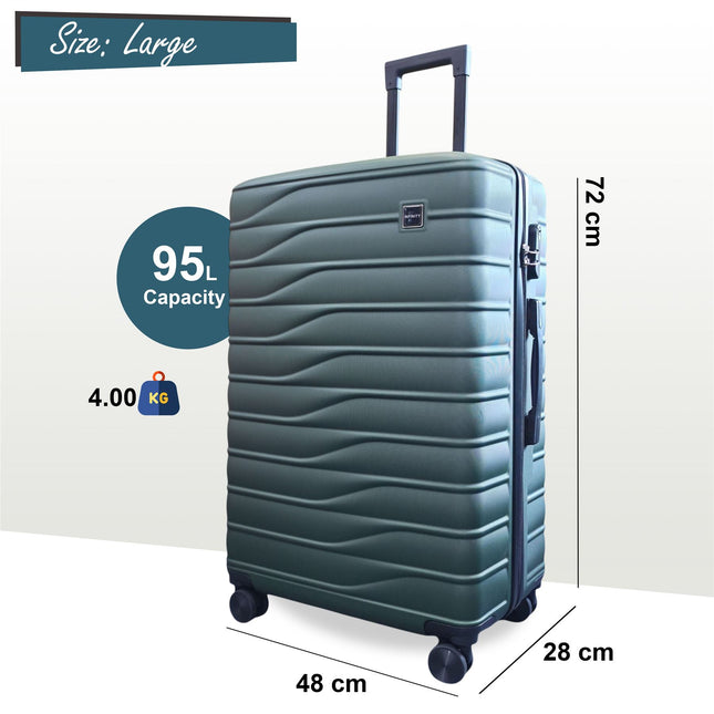 Hardshell Green Suitcase Set Robust 8 Wheel Luggage Cabin Case Bag