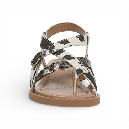 Blowfish Malibu Women's Black White Micro Wedge Strappy Sandals - April