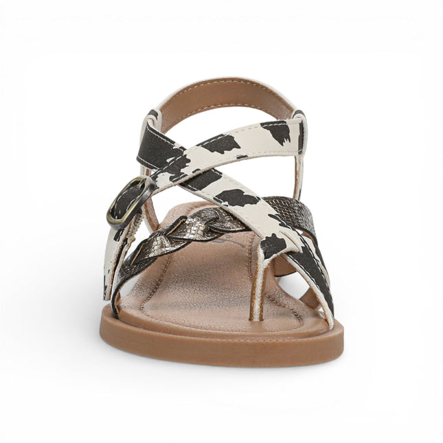 Blowfish Malibu Women's Black White Micro Wedge Strappy Sandals - April