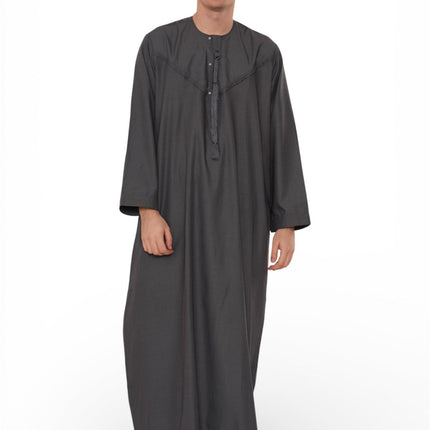 Men's Eid Grey Moroccan Jubba Robe Djellaba Ramadan Eid Thobe - HM11