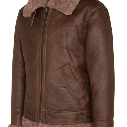 Mens B3 WW2 Sheepskin Leather Flying Aviator Jacket-Houston