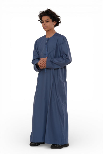 Kids Boys Eid Blue Moroccan Jubba Robe Djellaba Ramadan Eid Thobe - K-HM11