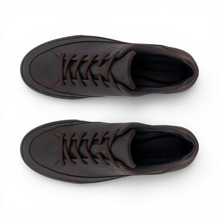 Ecco Men's Brown Leather Waterproof Trainer Sneaker Shoes - Soft 10