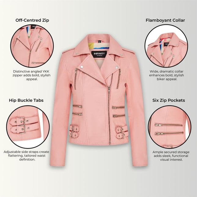 Womens Leather Brando Biker Jacket-Orlando