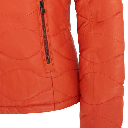 Womens Puffer Warm Quilted Leather Bomber Jacket