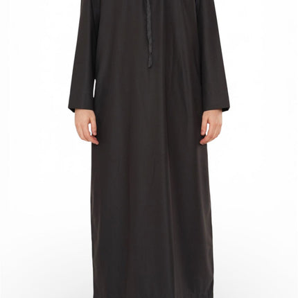 Men's Ramadan Eid Charcoal Black Moroccan Jubba Robe Djellaba Thobe - TT-008