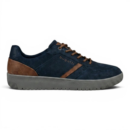 Bugatti Men's Navy Blue Leather Fashion Comfort Trainer Shoes - Llopart