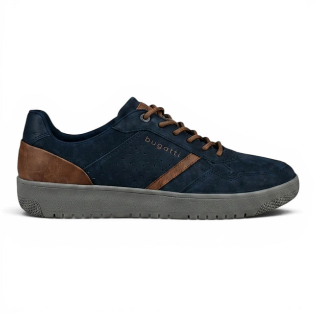 Bugatti Men's Navy Blue Leather Fashion Comfort Trainer Shoes - Llopart