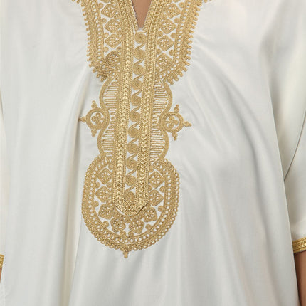 Kid's Boys White Moroccan Thobe Djellaba Jubba Robe Eid