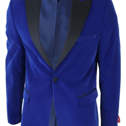 Mens Blue Velvet Dinner Tuxedo Suit Jacket Blazer