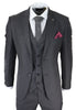 Mens 3 Piece Charcoal Grey Classic Stitch Retro Suit