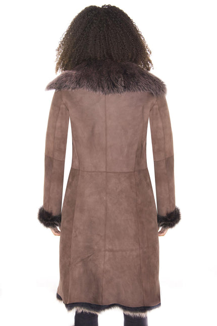 Womens Toscana Sheepskin Suede Trench Coat-Tbilisi