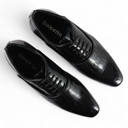 Men's Black Classic Lace-Up Oxford Derby Formal Shoes