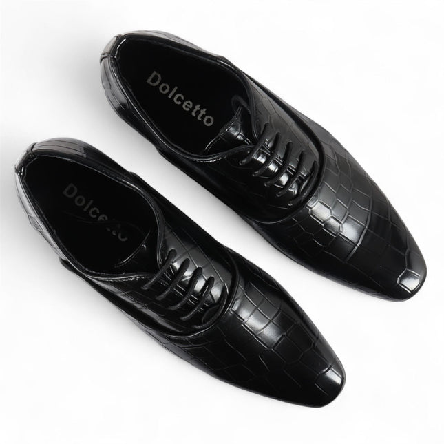 Men's Black Classic Lace-Up Oxford Derby Formal Shoes