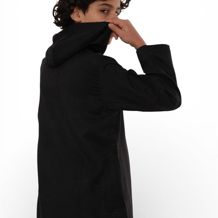 Kids Boys Hooded Eid Black Moroccan Jubba Robe Ramadan Eid Thobe - K-HM12