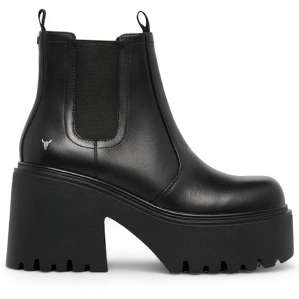 Windsorsmith Womens Black Leather Platform Ankle Chelsea Boots - Tricky