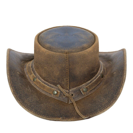 Cowboy Aussie Real Leather Hat Australian Tan Brown Western Outback Bush Hat