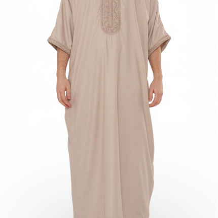 Men's Salmon Moroccan Thobe Robe Djellaba Gandoura Eid Jubba- HM66
