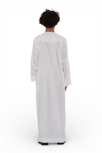 Kids Boys Eid White Moroccan Jubba Robe Djellaba Ramadan Eid Thobe - K-HM11