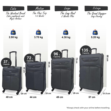 Lightweight Soft Suitcase Luggage Travel TSA Set