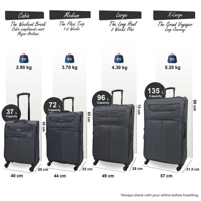 Lightweight Soft Suitcase Luggage Travel TSA Set