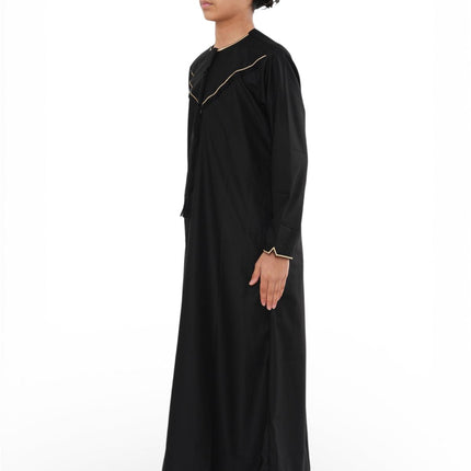 Kids Boys Ramadan Black Moroccan Jubba Robe Djellaba Eid Thobe - K-TT-006
