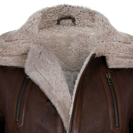 Mens 3/4 Warm Leather Sheepskin Trench Coat-Medina