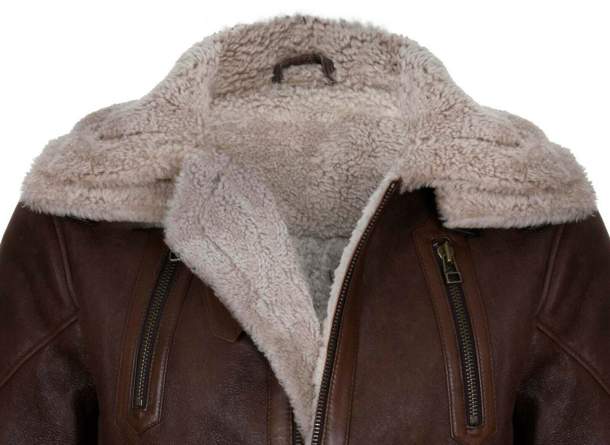 Mens 3/4 Warm Leather Sheepskin Trench Coat-Medina