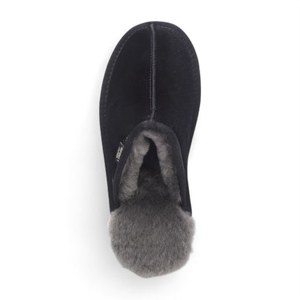 Men's Genuine Sheepskin Black Suede Mule Winter Warm Non-Slip - Highland