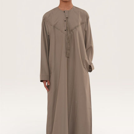 Kids Boys Eid Beige Moroccan Jubba Robe Djellaba Ramadan Eid Thobe - K-HM11