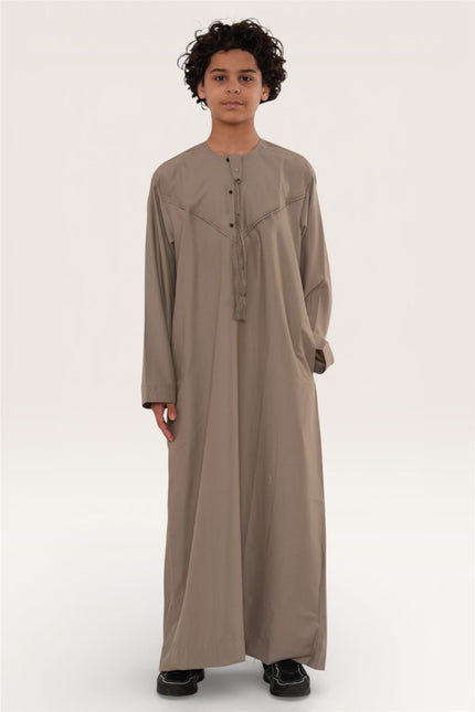 Kids Boys Eid Beige Moroccan Jubba Robe Djellaba Ramadan Eid Thobe - K-HM11