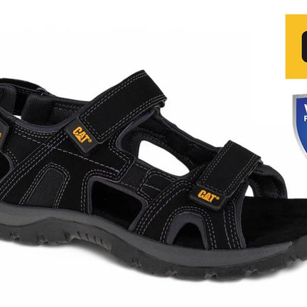 Caterpillar Men's Black Leather Giles Trekking Sandals