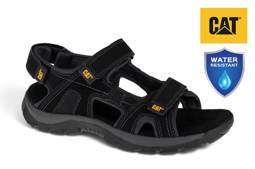 Caterpillar Men's Black Leather Giles Trekking Sandals
