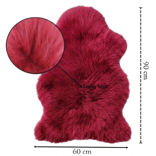 Genuine Red Rose Sheepskin Natural Silky Soft Fluffy Real Wool Rug