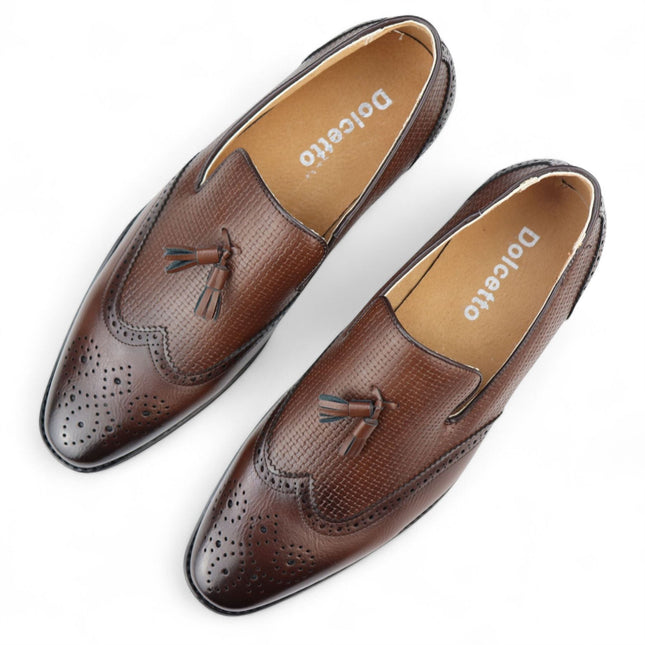Men's Brown Tassel Moccasin Loafers Smart Slip-On Dress Shoes