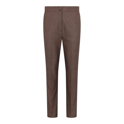 Women's Brown Three-Piece Tailored Fit Suit in Prince of Wales Check
