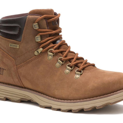 Caterpillar Mens Sire Waterproof Brown Sugar Leather Cat Work Boots
