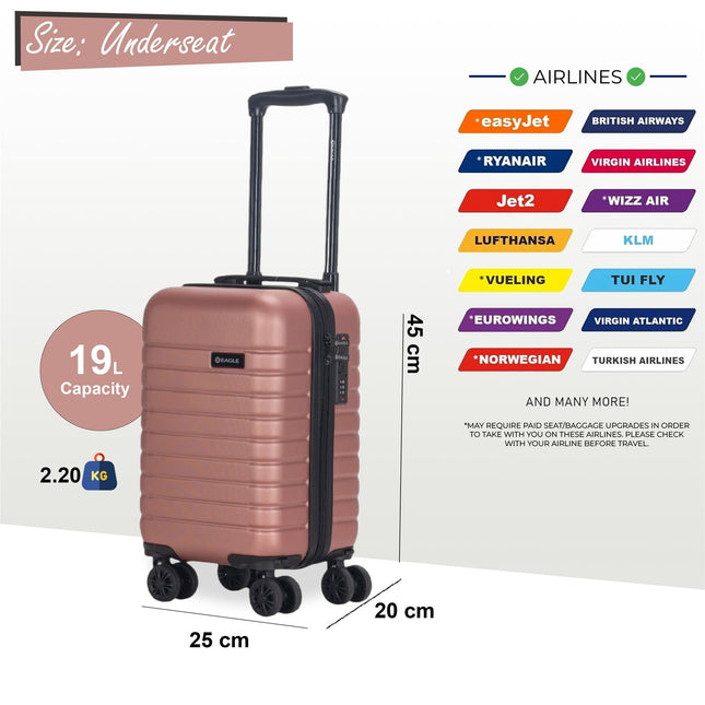 ABS Hardshell Underseat Cabin Suitcase 45 x 25 x 20 cm Luggage Suitable for Rynair