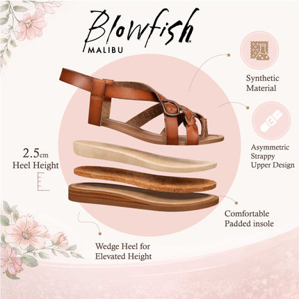 Blowfish Malibu Women's Scotch Tan Micro Wedge Strappy Sandals - April