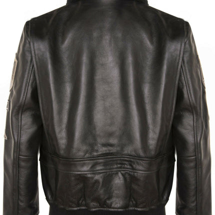 Mens A2 Top Gun Leather Bomber Jacket-Camborne